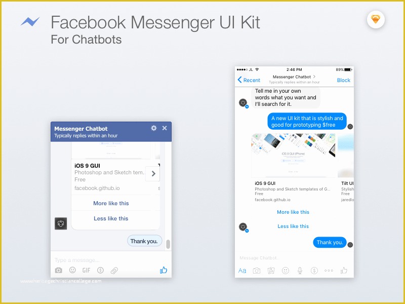 Free Chatbot Templates Of Messenger Ui Kit for Chatbots Freebie Download