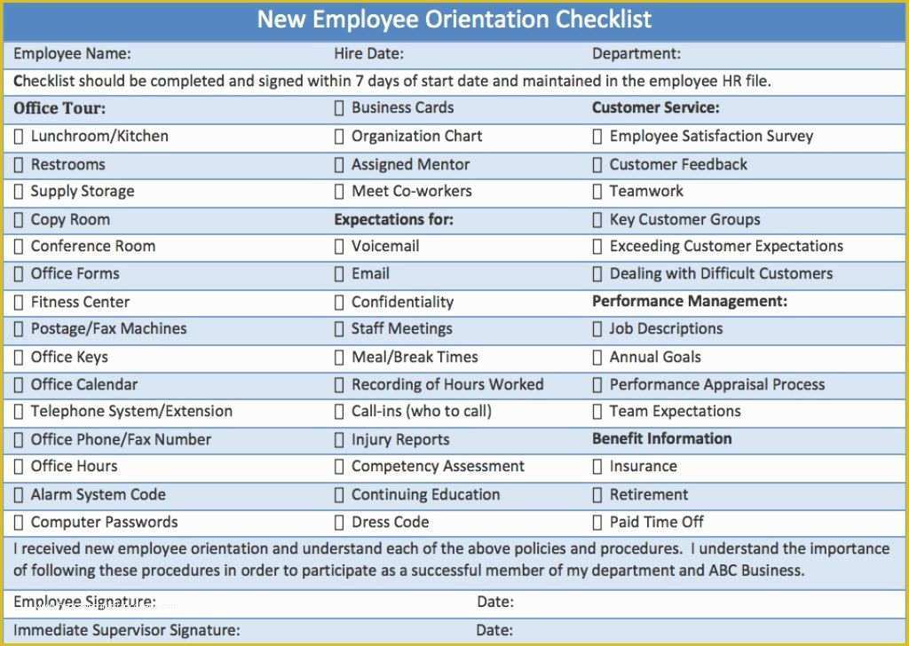 Free Chatbot Templates Of New Employee orientation Checklist Career Info