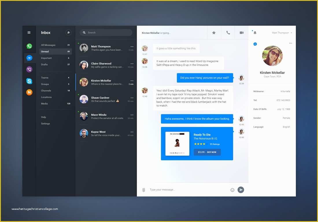 Free Chatting Website Templates Of Chat Messenger Application Ui Template Free Psd Download