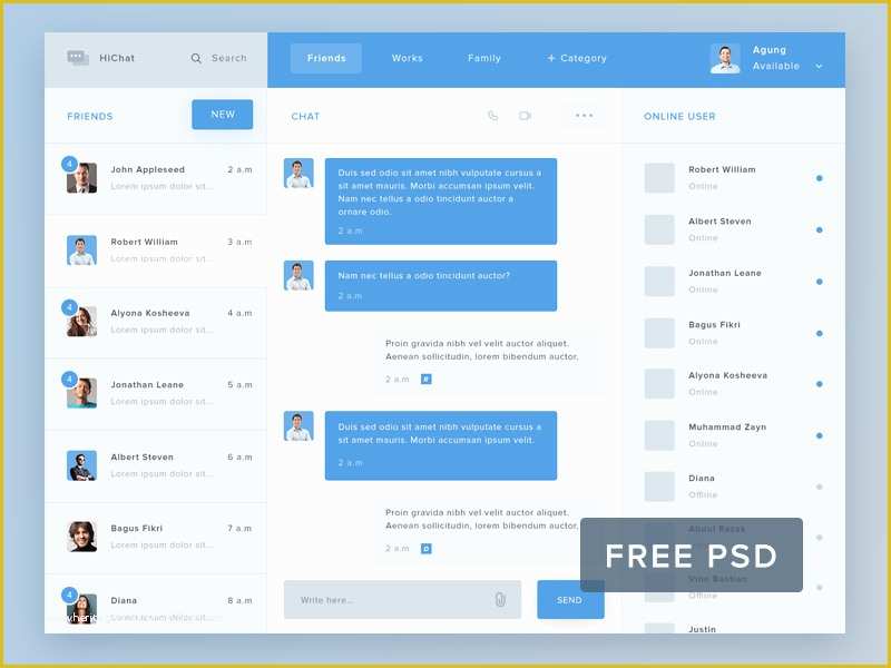Free Chatting Website Templates Of Hi Chat Psd Template