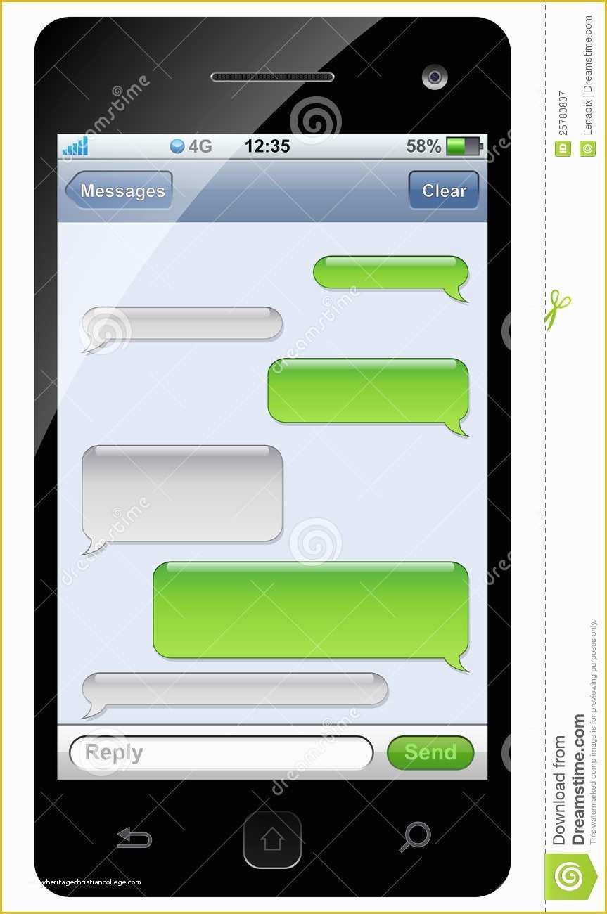Free Chatting Website Templates Of Smartphone Sms Chat Template Stock Vector Illustration