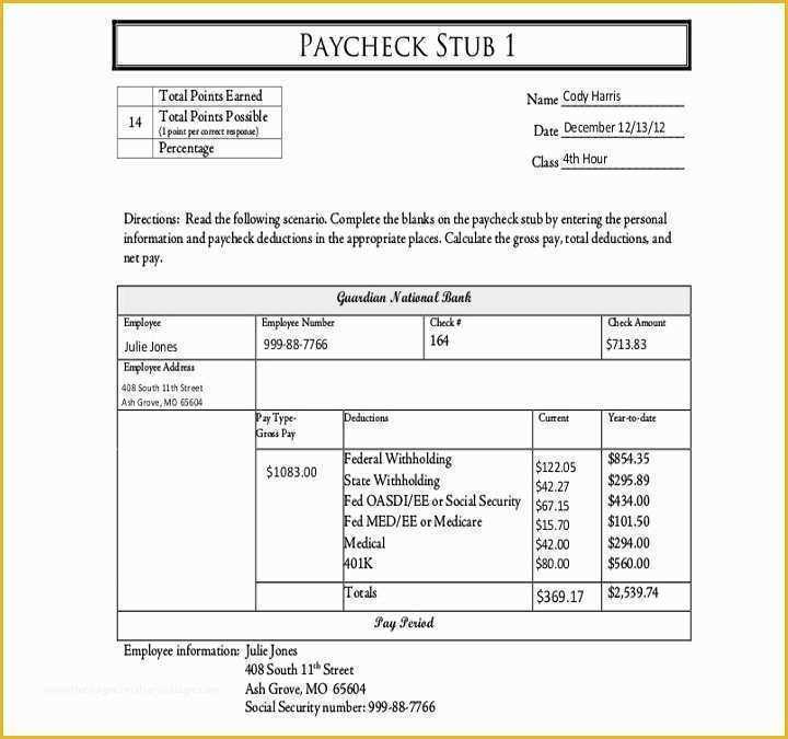 Free Check Stub Template Of 20 Free Pay Stub Templates Free Pdf Doc Xls format