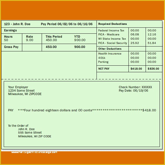 Free Check Stub Template Of 7 Payroll Check Template
