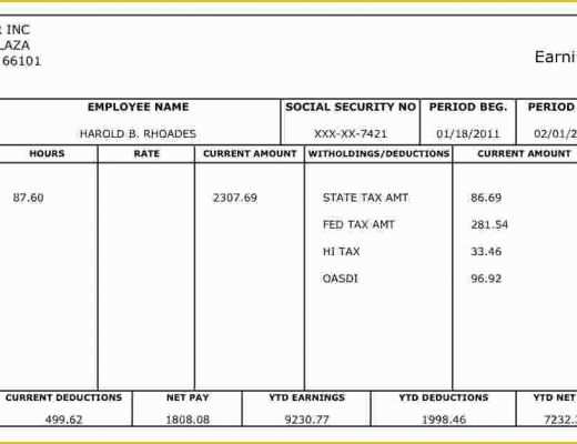 Free Check Stub Template Of Check Stub Template