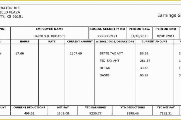 Free Check Stub Template Of Check Stub Template