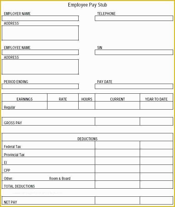 Free Check Stub Template Of Microsoft Excel Pay Stub