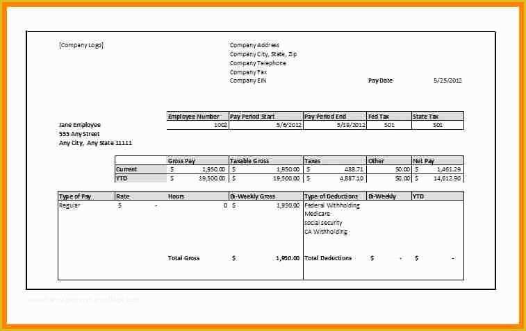 Free Check Stub Template Pdf Of 6 Free Blank Pay Stub Template S