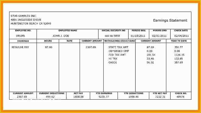 Free Check Stub Template Pdf Of 9 Free Fillable Pay Stub