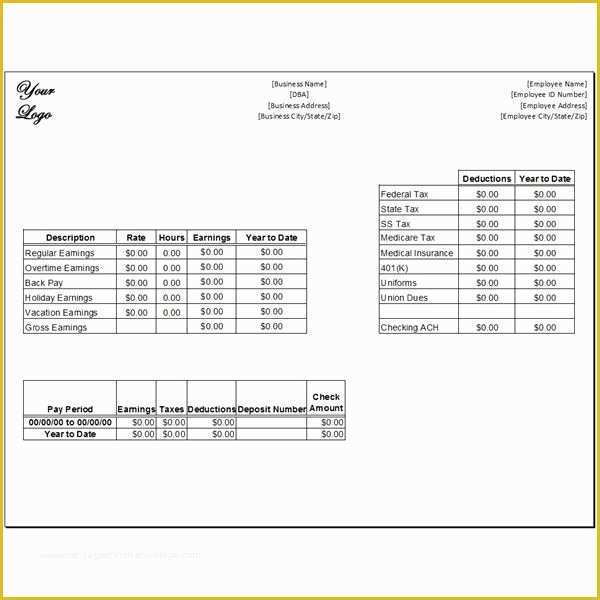 Free Check Stub Template Pdf Of Download A Free Pay Stub Template for Microsoft Word or Excel