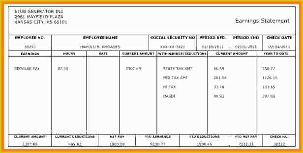 Free Check Stub Template Word Of 12 Payroll Check Stub Template Free