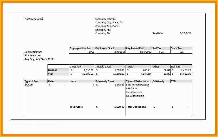 Free Check Stub Template Word Of 6 Free Blank Pay Stub Template S