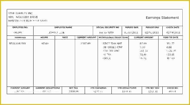 Free Check Stub Template Word Of Pay Stub Template Excel Sample Samples Relevant Plus Free