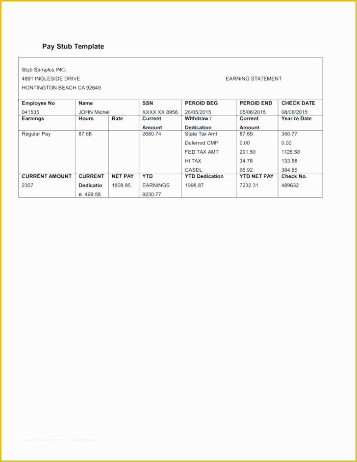 Free Check Stub Template Word Of Search Results Download Excel Paystub Templateml