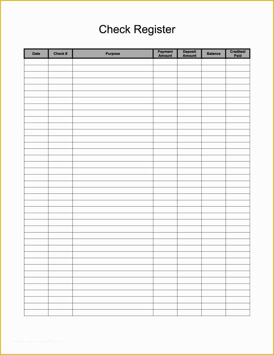 Free Check Template Of 37 Checkbook Register Templates [ Free Printable]