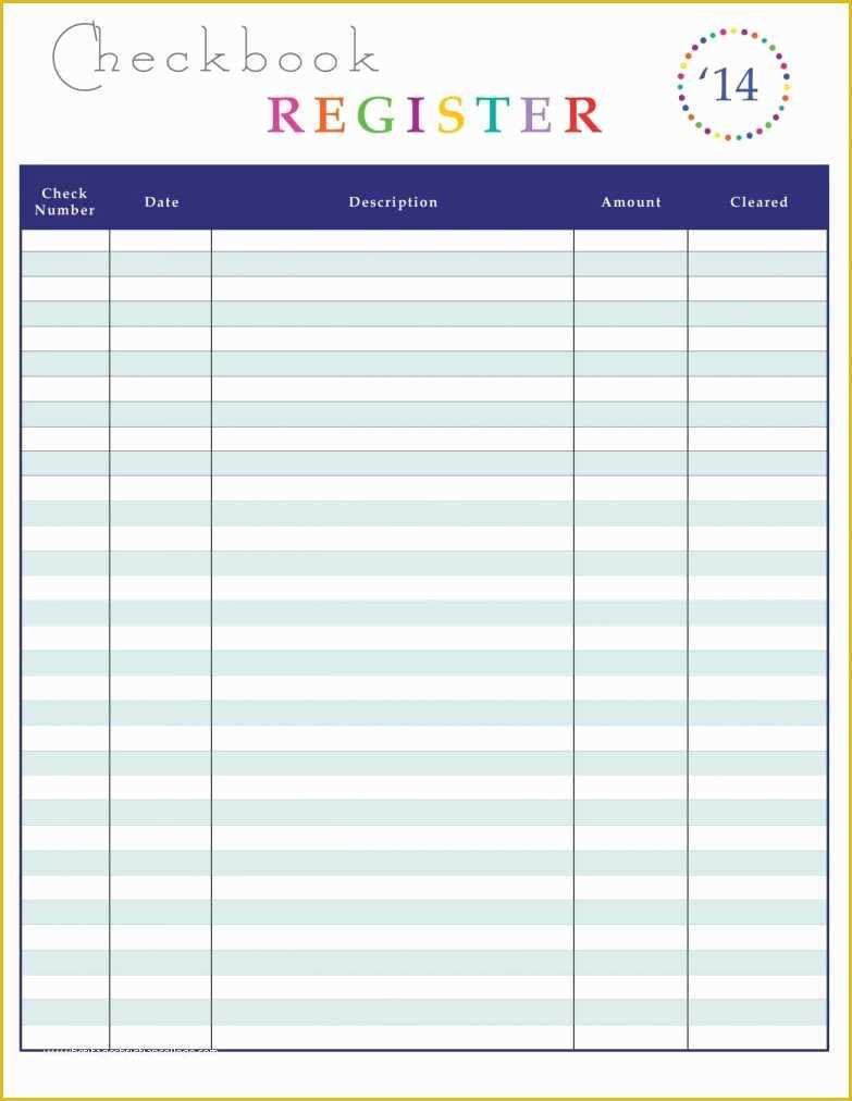 Free Check Template Of Printable Checkbook Register Sheets