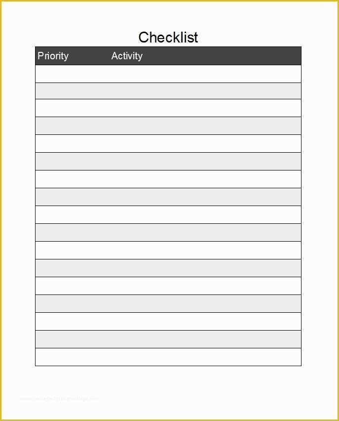 Free Checklist Template Of 50 Printable to Do List &amp; Checklist Templates Excel Word