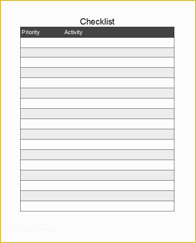 Free Checklist Template Of 50 Printable to Do List & Checklist Templates Excel Word