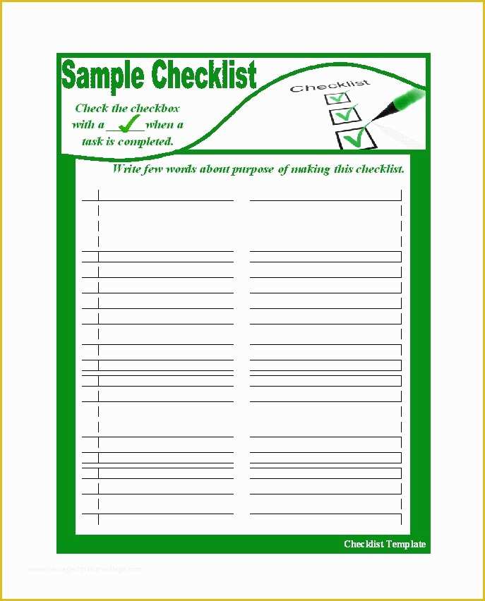 Free Checklist Template Of 50 Printable to Do List & Checklist Templates Excel Word