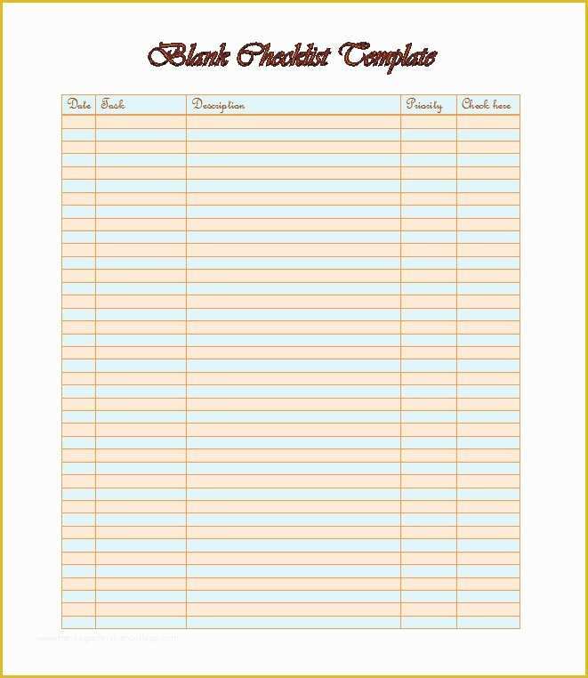 Free Checklist Template Of 51 Free Printable to Do List & Checklist Templates Excel