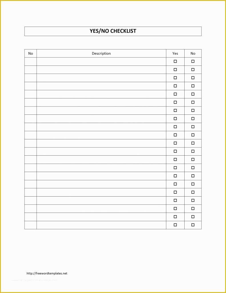 Free Checklist Template Of Checklist Word Templates Free Word Templates