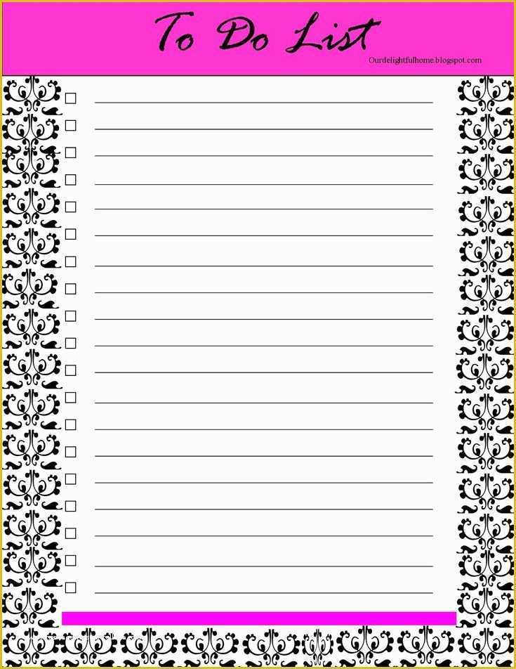 Free Checklist Template Of Cute Printable to Do List Template to Do List