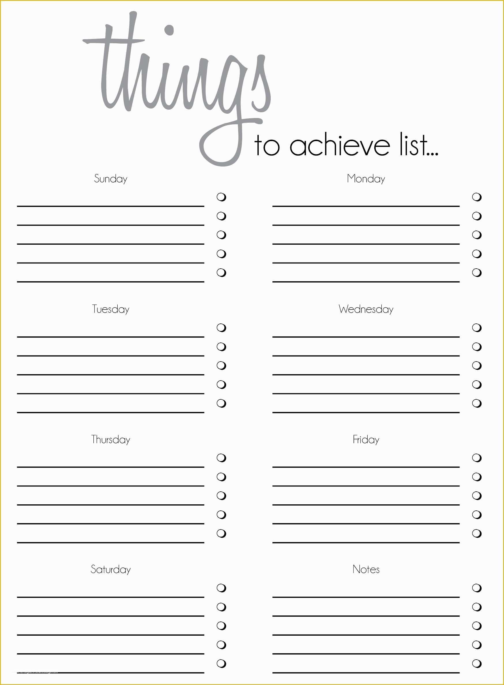 Free Checklist Template Of Free Printable to Do List Templates