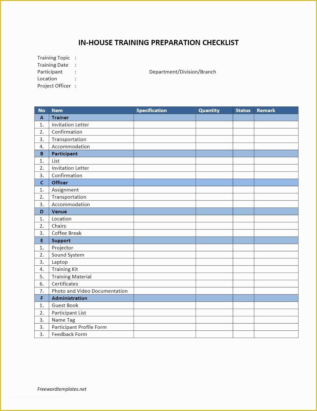 Free Checklist Template Word Of Checklist