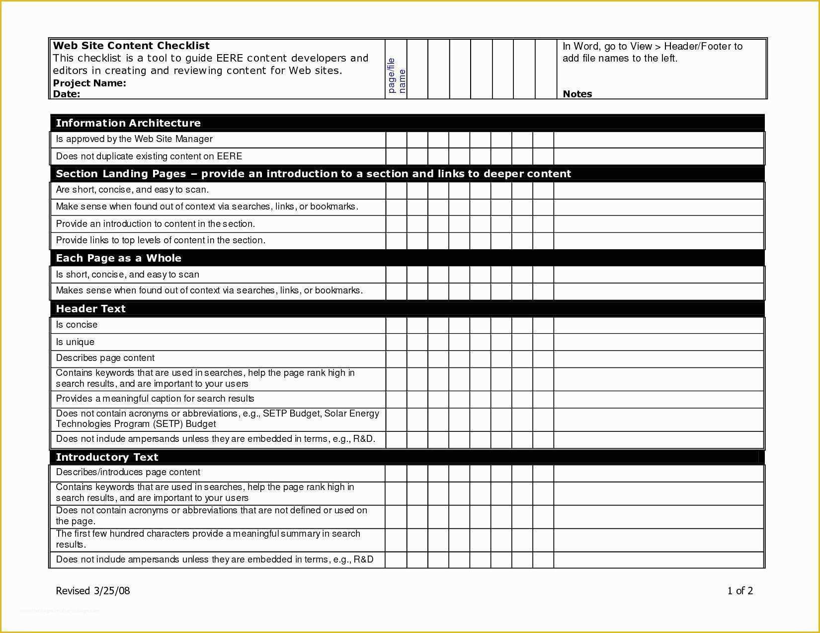 Free Checklist Template Word Of Checklist Template Word