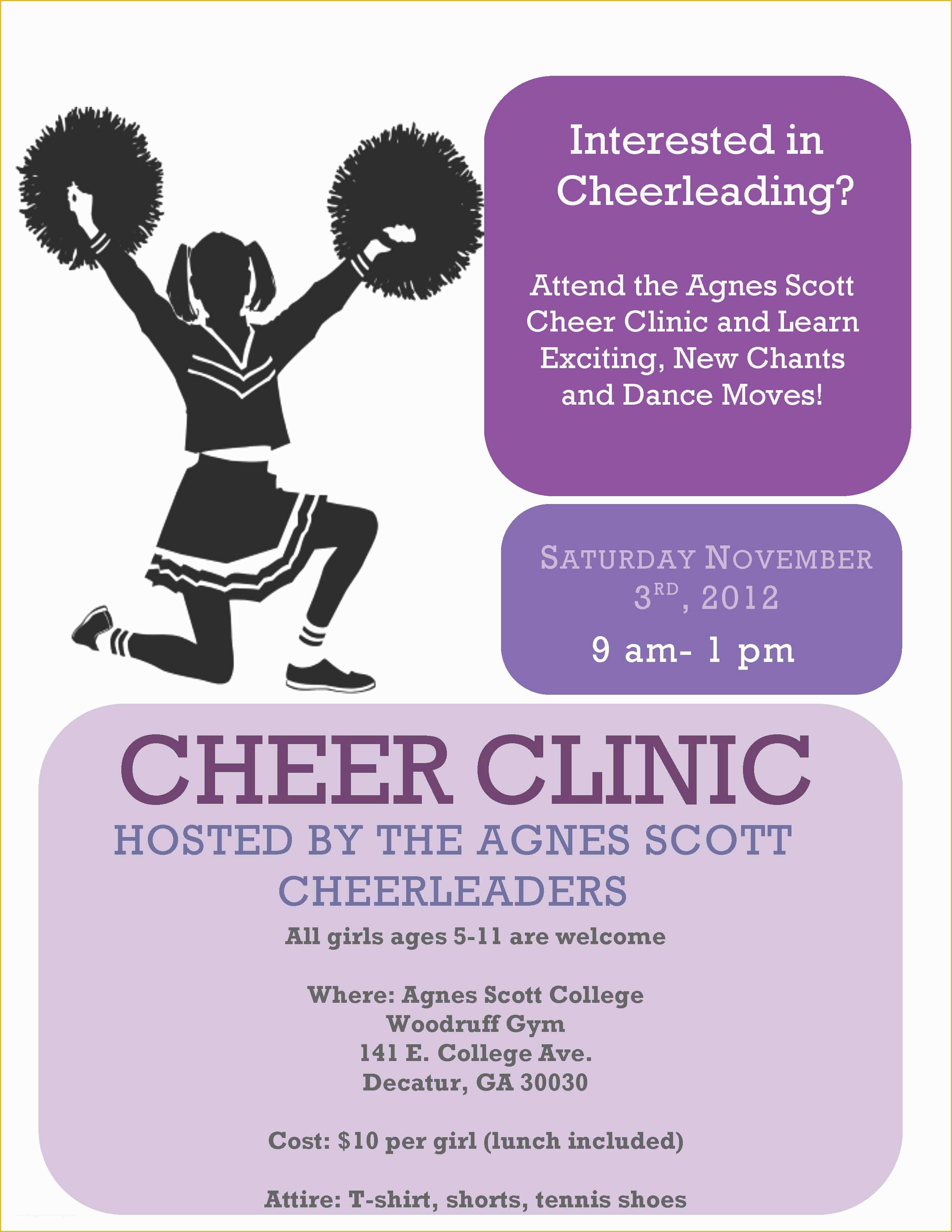 Free Cheerleading Tryout Flyer Template Of Agnes Scott Cheer Clinic