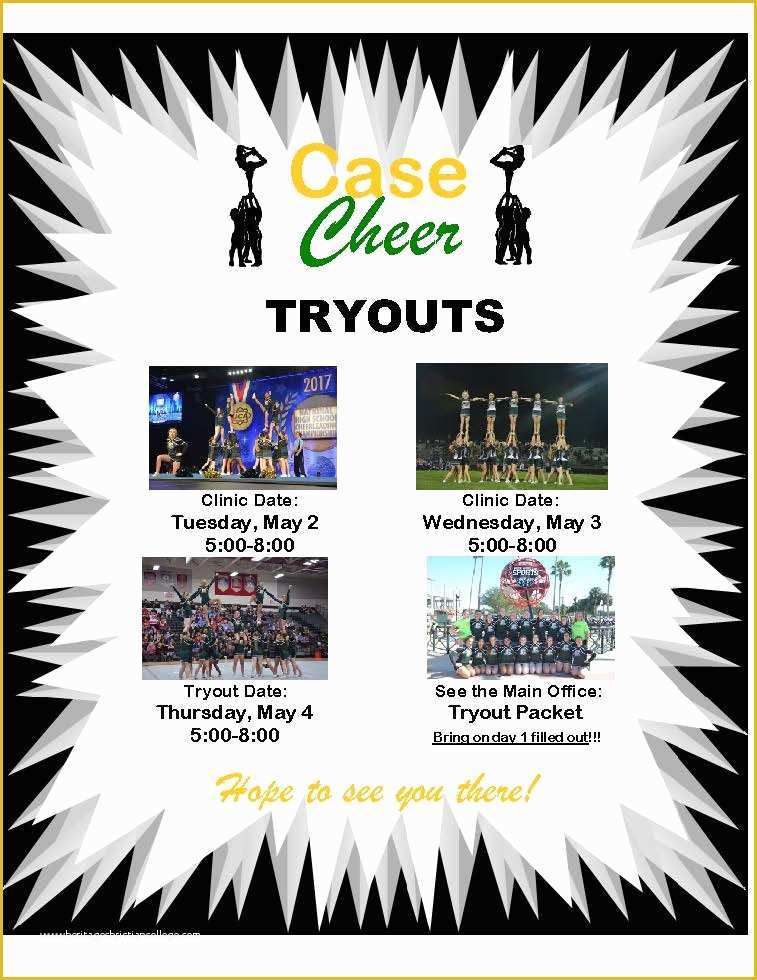 Free Cheerleading Tryout Flyer Template Of Case High School Cheerleading Tryouts May 4