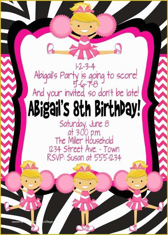 Free Cheerleading Tryout Flyer Template Of Cheerleading Birthday Party Invite with Free by
