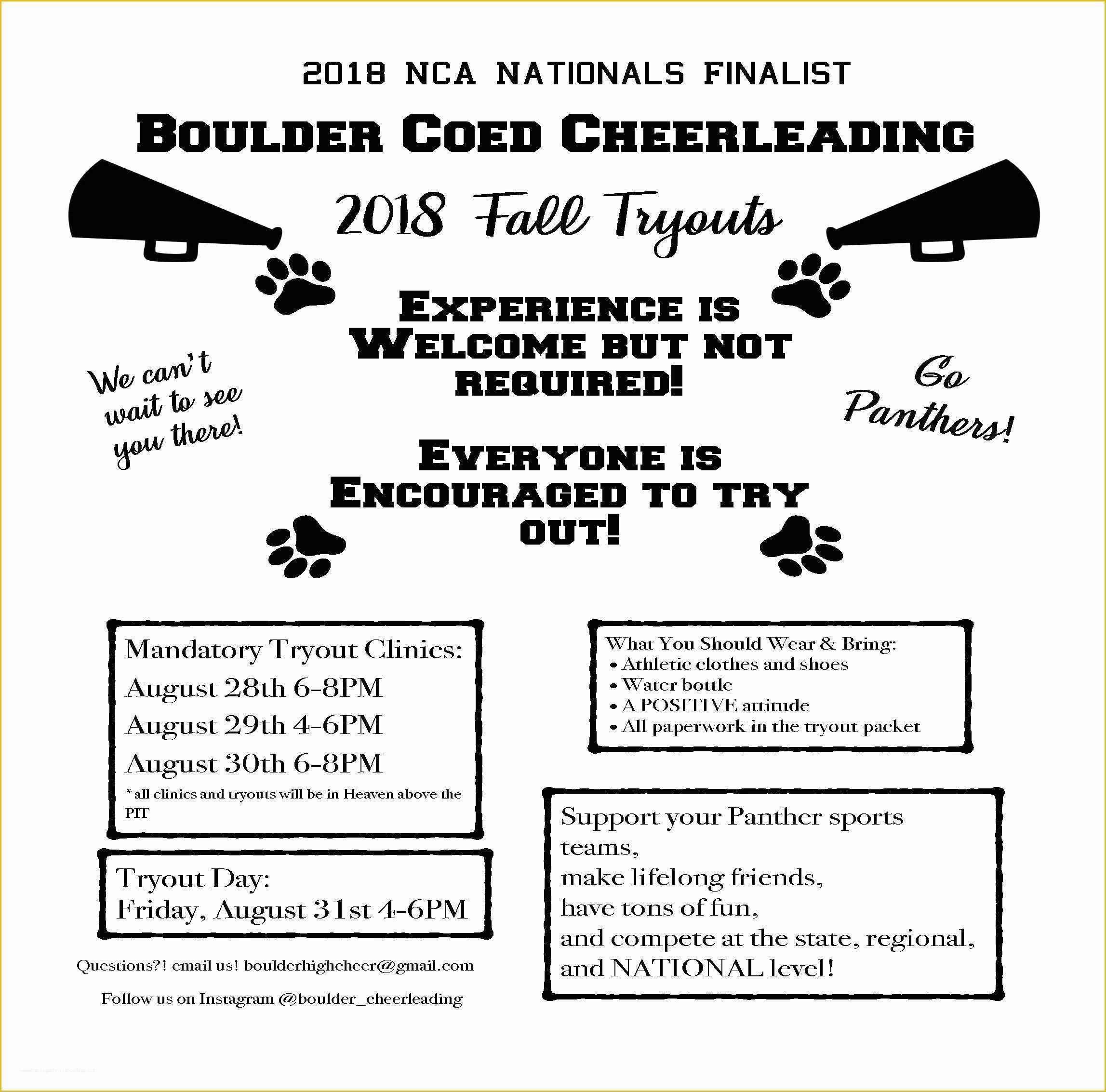 Free Cheerleading Tryout Flyer Template Of Cheerleading – Boulder High School athletic Department