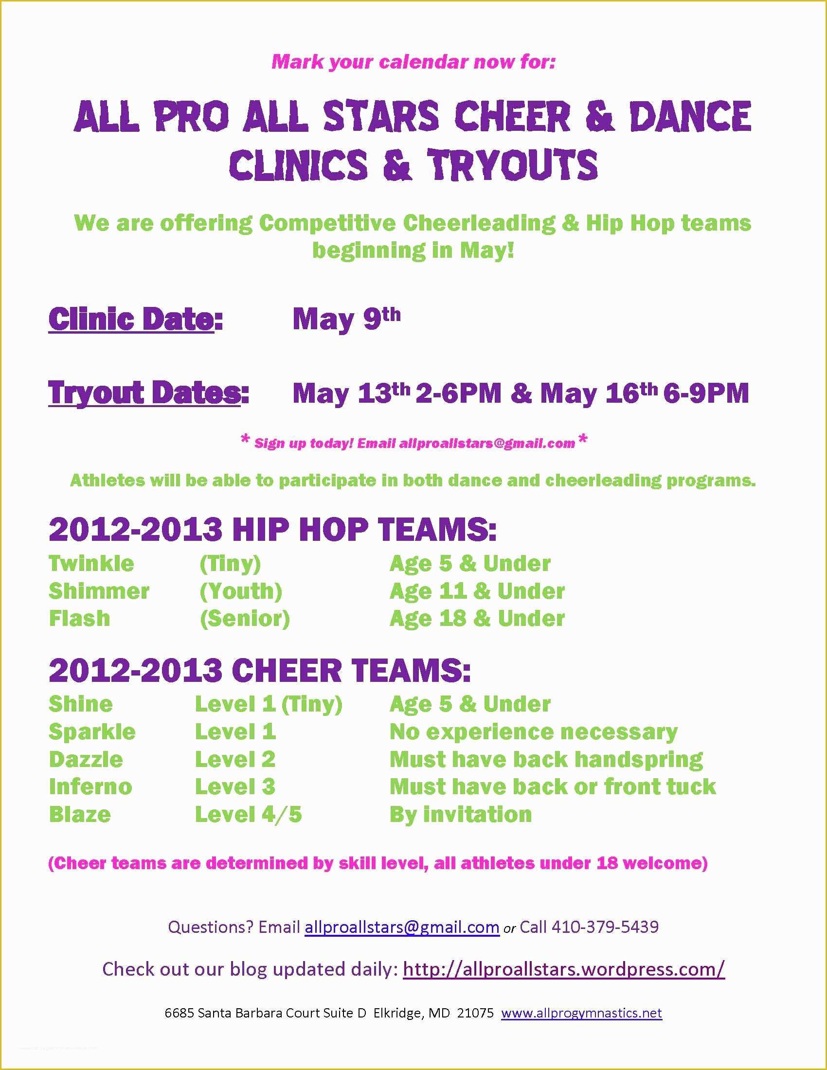 Free Cheerleading Tryout Flyer Template Of Dance Team