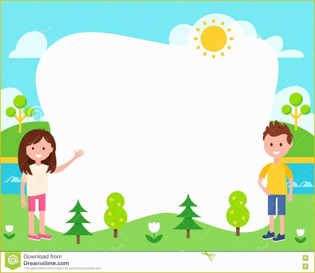 Free Child Care Powerpoint Templates Of Kids and Summer Landscape Poster Template Stock Vector