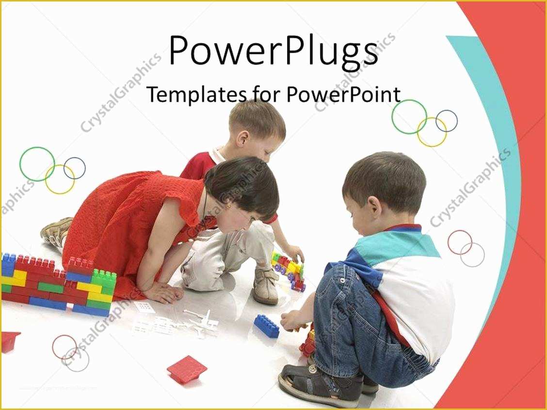 Free Child Care Powerpoint Templates Of Powerpoint Template Boys and Girl Building with Blocks