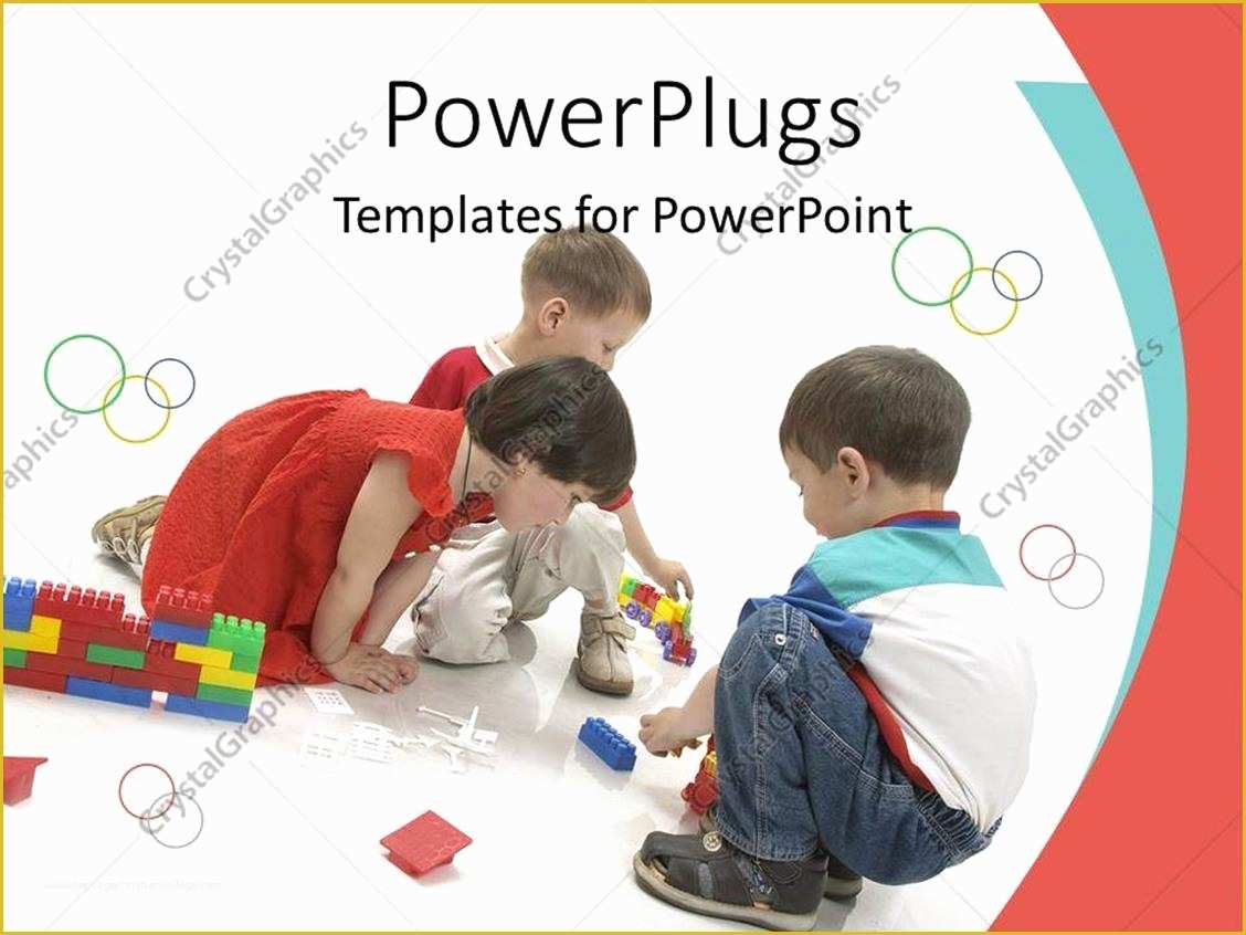 Free Child Care Powerpoint Templates Of Powerpoint Template Boys and Girl Building with Blocks