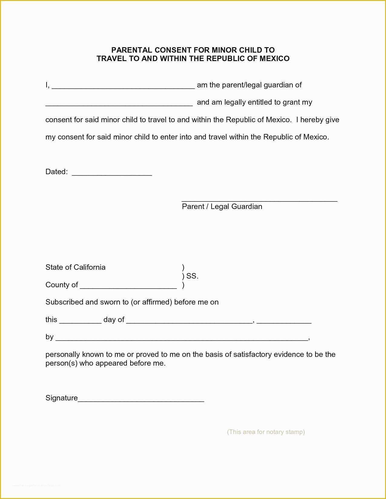 Free Child Travel Consent form Template Of Beautiful Free Child Domestic Travel Consent form Template
