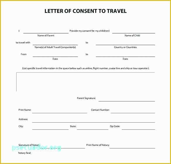 Free Child Travel Consent form Template Of Child Travel Consent form Template – Listoflinks