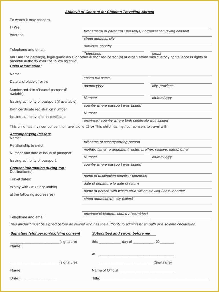Free Child Travel Consent form Template Of Consent Letter Child Travelling Abroad
