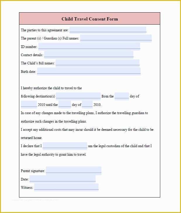 Free Child Travel Consent form Template Of Download Fillable Pdf forms for Free