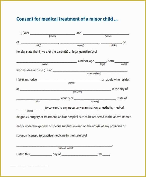 Free Child Travel Consent form Template Of Free Consent form Samples