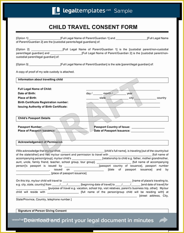 Free Child Travel Consent form Template Of Sample Child Travel Consent form