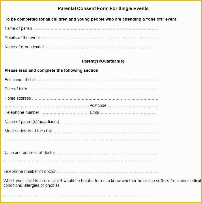 Free Child Travel Consent form Template Of Sample Parental Consent form