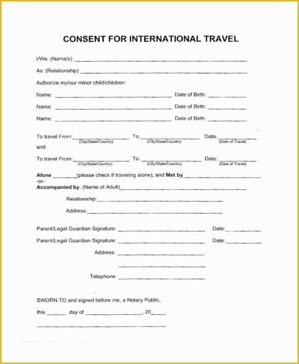 35 Free Child Travel Consent form Template