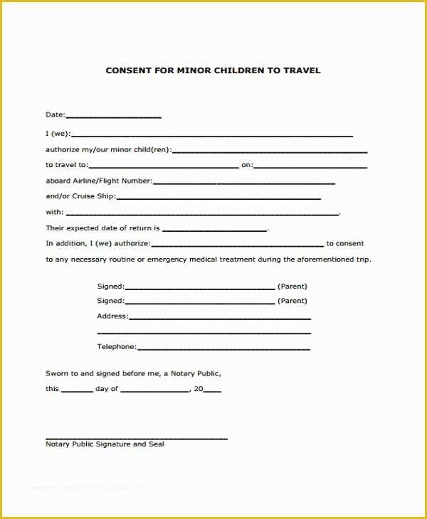 Free Child Travel Consent form Template Pdf Of 7 Travel Consent form Samples Free Sample Example