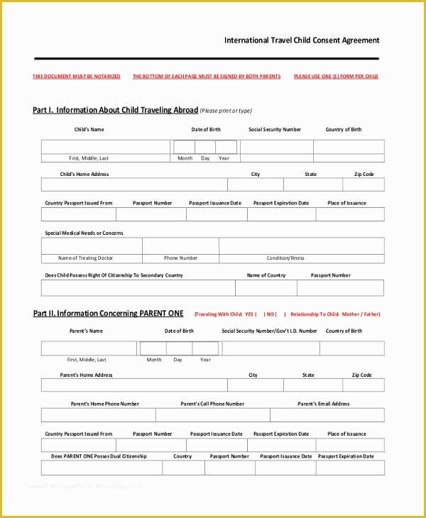 Free Child Travel Consent form Template Pdf Of Sample Child Travel Consent form 8 Free Documents In