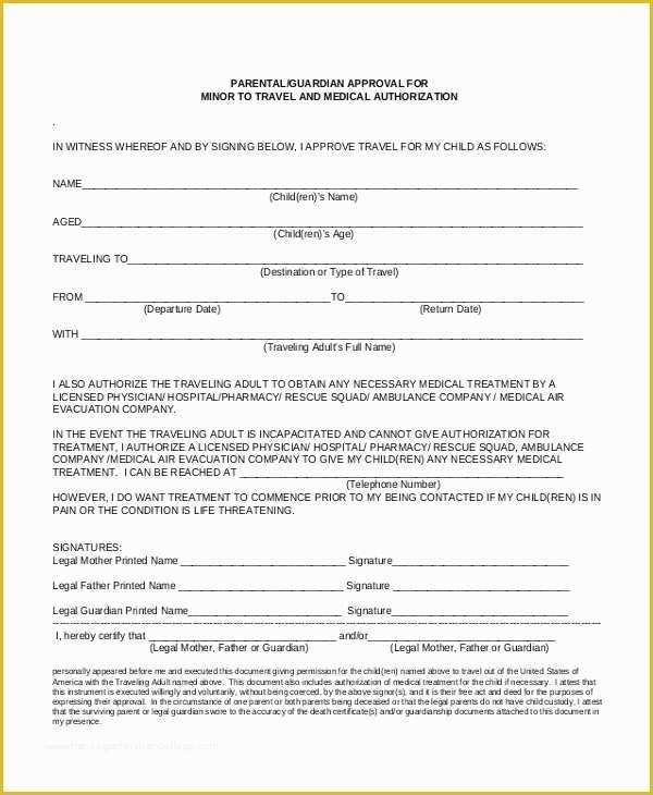 Free Child Travel Consent form Template Pdf Of Sample Travel Consent forms 10 Free Documents In Pdf Doc