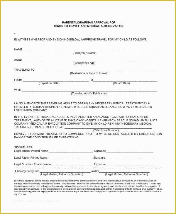 Free Child Travel Consent form Template Pdf Of Sample Travel Consent forms 10 Free Documents In Pdf Doc