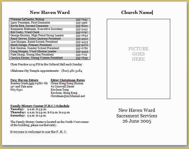 Free Children's Church Bulletin Templates Of Church Bulletin Templates