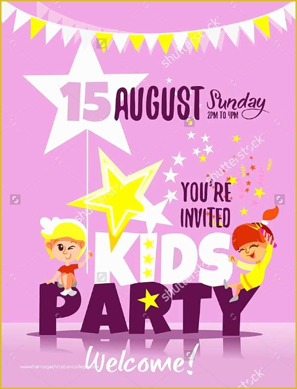 Free Childrens Party Invites Templates Of 17 Kids Party Invitation Designs & Templates Psd Ai